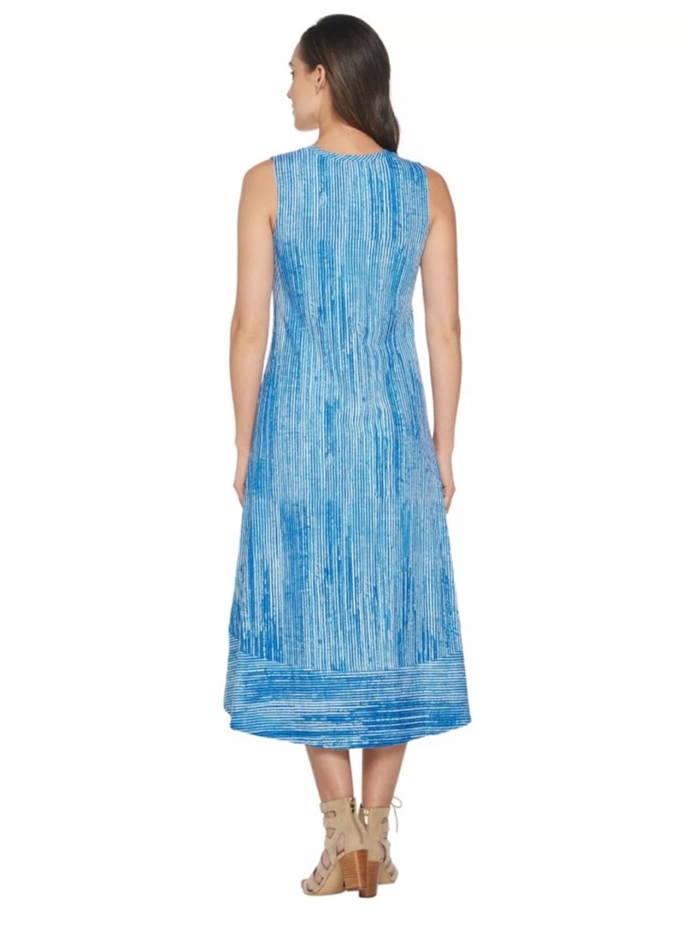 H By Halston PreppyStriped Midi Dress Classic Vacay Office Casual SZ M Petite - Picture 2 of 8